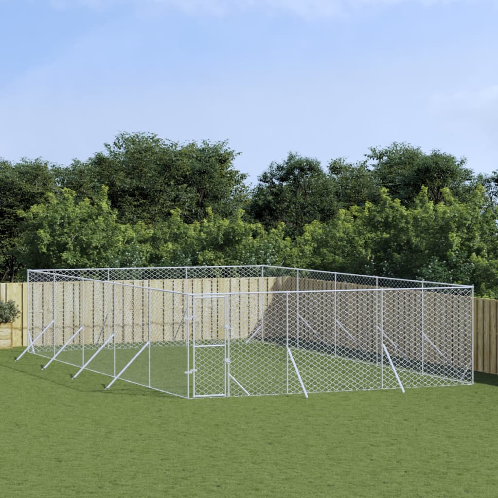 VidaXL Outdoor-Hundezwinger 6x10x2 m aus verzinktem Stahl silber