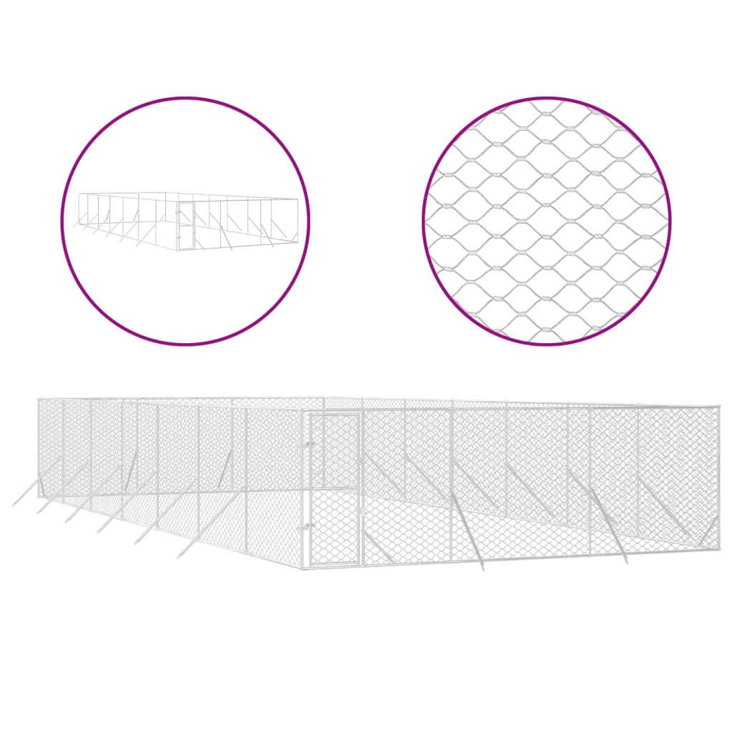 VidaXL Outdoor-Hundezwinger 6x14x2 m aus verzinktem Stahl silber