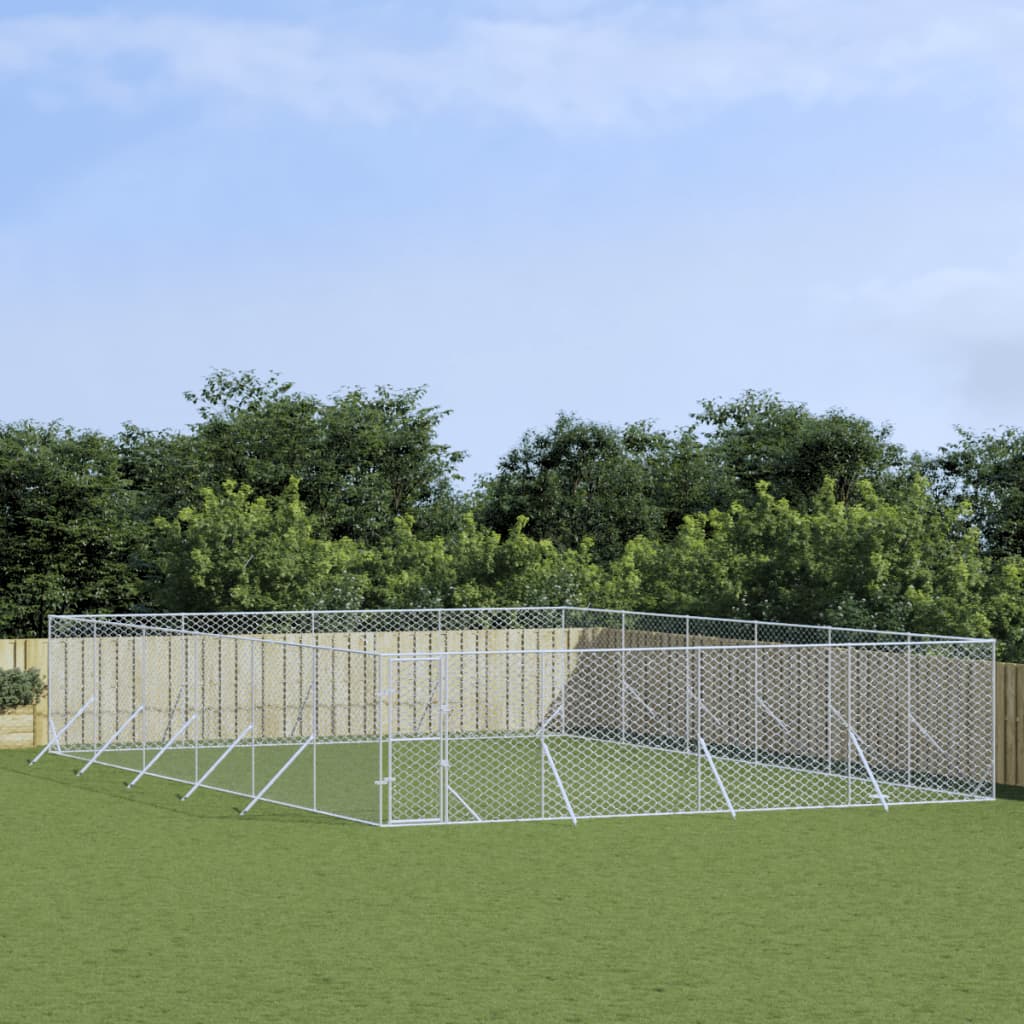 VidaXL Outdoor-Hundezwinger 8x12x2 m aus verzinktem Stahl silber