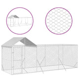 VidaXL Hundehütte mit Dach 6x2x2,5 m, verzinkter Stahl, silberfarben