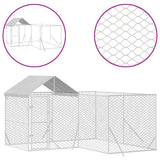 VidaXL Hundehütte mit Dach 4x4x2,5 m verzinkter Stahl silber