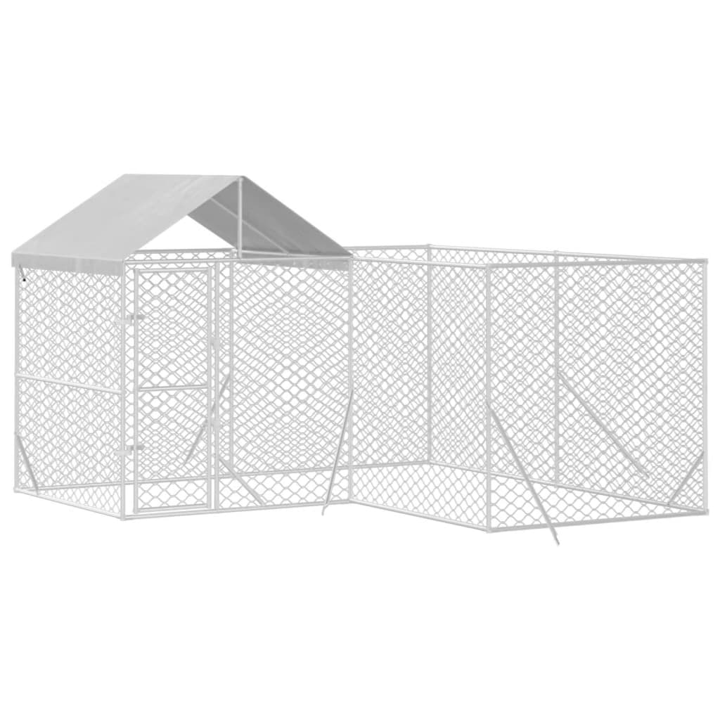VidaXL Hundehütte mit Dach 4x4x2,5 m verzinkter Stahl silber
