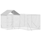 VidaXL Hundehütte mit Dach 4x4x2,5 m verzinkter Stahl silber