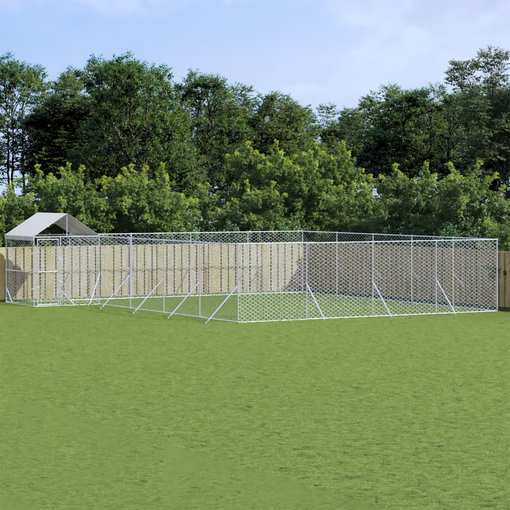VidaXL Hundehütte mit Dach 10x8x2,5 m verzinkter Stahl silber