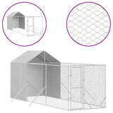 VidaXL Hundehütte mit Dach 2x6x2,5 m, verzinkter Stahl, silberfarben