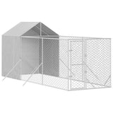VidaXL Hundehütte mit Dach 2x6x2,5 m, verzinkter Stahl, silberfarben