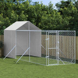 VidaXL Hundehütte mit Dach 2x6x2,5 m, verzinkter Stahl, silberfarben