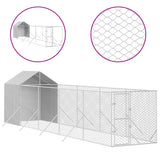 VidaXL Hundehütte mit Dach 2x10x2,5 m verzinkter Stahl silber