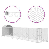 VidaXL Hundehütte mit Dach 2x14x2,5 m verzinkter Stahl silber