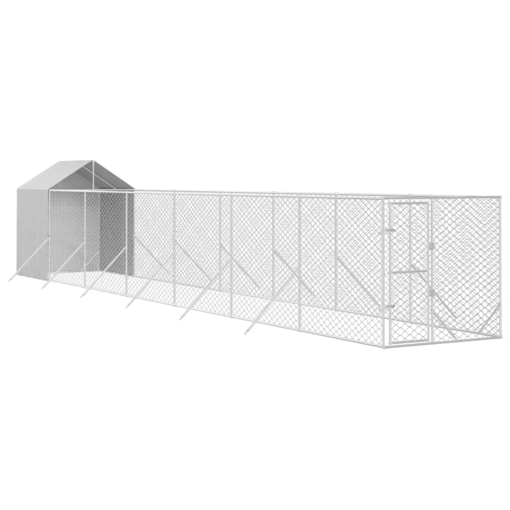 VidaXL Hundehütte mit Dach 2x14x2,5 m verzinkter Stahl silber