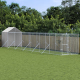 VidaXL Hundehütte mit Dach 2x14x2,5 m verzinkter Stahl silber