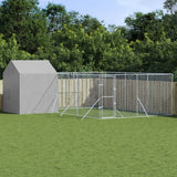 VidaXL Hundehütte mit Dach 6x6x2,5 m verzinkter Stahl silber