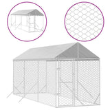 VidaXL Hundehütte mit Dach 2x6x2,5 m verzinkter Stahl silber