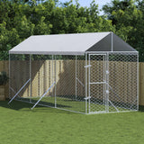 VidaXL Hundehütte mit Dach 2x6x2,5 m verzinkter Stahl silber