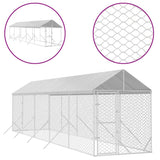 VidaXL Hundehütte mit Dach 2x10x2,5 m verzinkter Stahl silber
