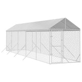VidaXL Hundehütte mit Dach 2x10x2,5 m verzinkter Stahl silber