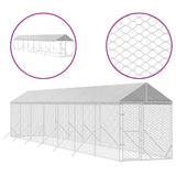 VidaXL Hundehütte mit Dach 2x14x2,5 m verzinkter Stahl silber