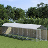 VidaXL Hundehütte mit Dach 2x14x2,5 m verzinkter Stahl silber