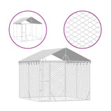 VidaXL Hundehütte mit Dach 3x3x2,5 m, verzinkter Stahl, silberfarben