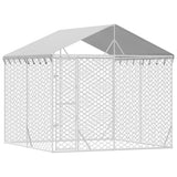VidaXL Hundehütte mit Dach 3x3x2,5 m, verzinkter Stahl, silberfarben