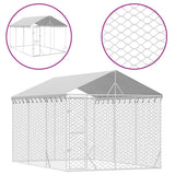 VidaXL Hundehütte mit Dach 3x4,5x2,5 m verzinkter Stahl silber