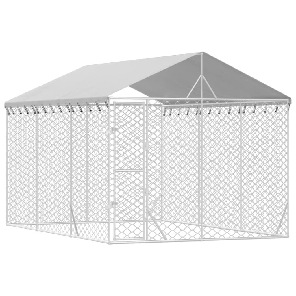 VidaXL Hundehütte mit Dach 3x4,5x2,5 m verzinkter Stahl silber
