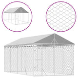 VidaXL Hundehütte mit Dach 3x6x2,5 m, verzinkter Stahl, silberfarben
