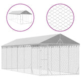VidaXL Hundehütte mit Dach 3x9x2,5 m, verzinkter Stahl, silberfarben