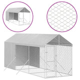 VidaXL Hundehütte mit Dach 2x6x2,5 m, verzinkter Stahl, silberfarben