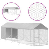 VidaXL Hundehütte mit Dach 2x10x2,5 m verzinkter Stahl silber