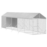 VidaXL Hundehütte mit Dach 2x10x2,5 m verzinkter Stahl silber