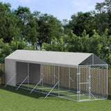 VidaXL Hundehütte mit Dach 2x10x2,5 m verzinkter Stahl silber