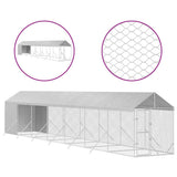 VidaXL Hundehütte mit Dach 2x14x2,5 m verzinkter Stahl silber
