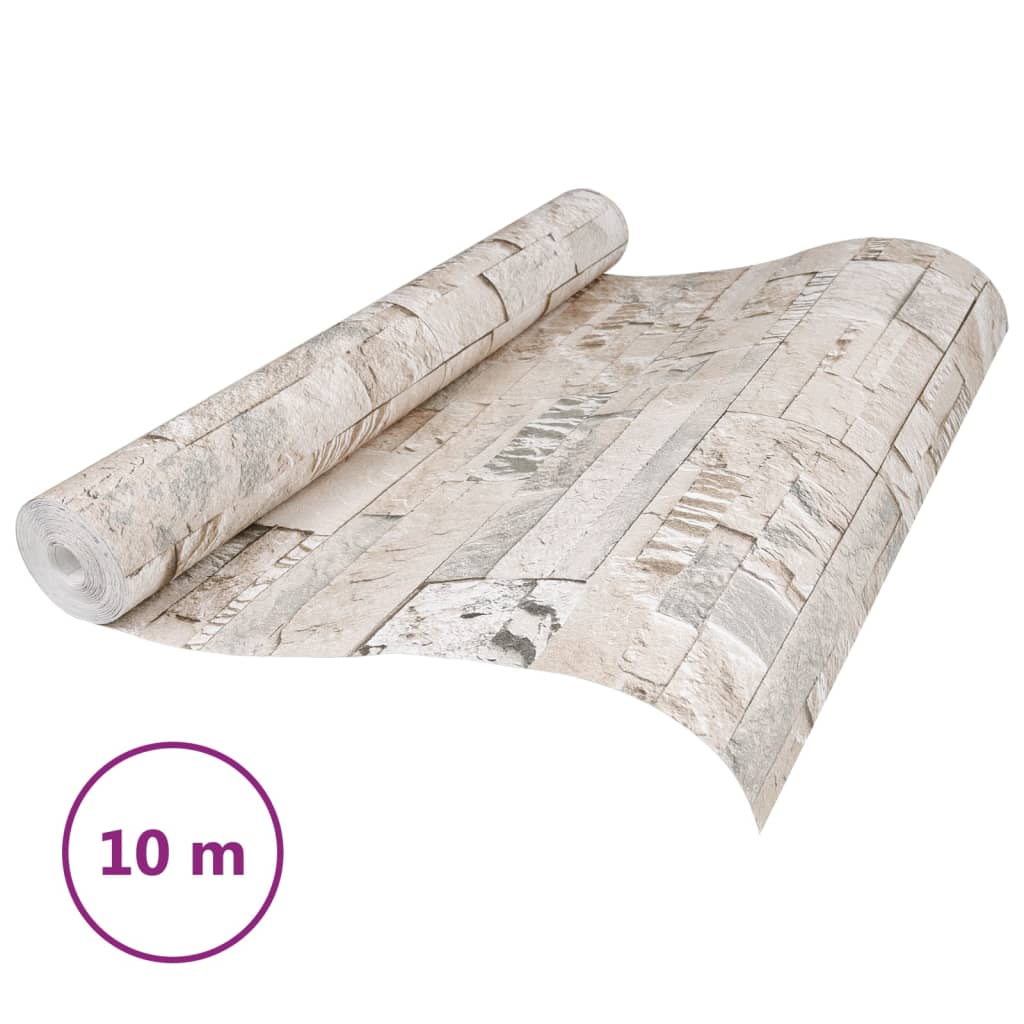 VidaXL Vliestapete 3D Steinoptik 10x0,53 m Grau und Beige