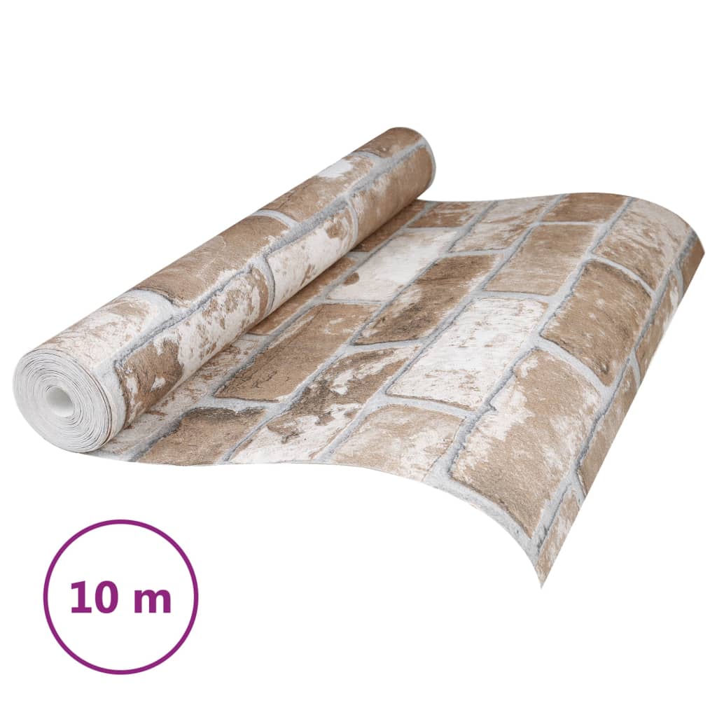 VidaXL Vliestapete 3D Ziegelmuster 10x0,53 m Braun