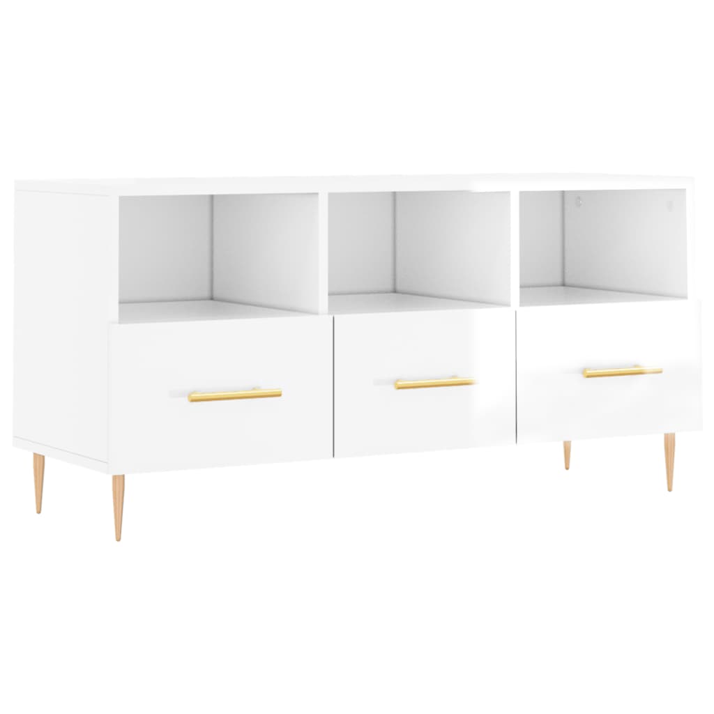 Vidaxl tv-meubel 102x36x50 cm bewerkt hout hoogglans wit