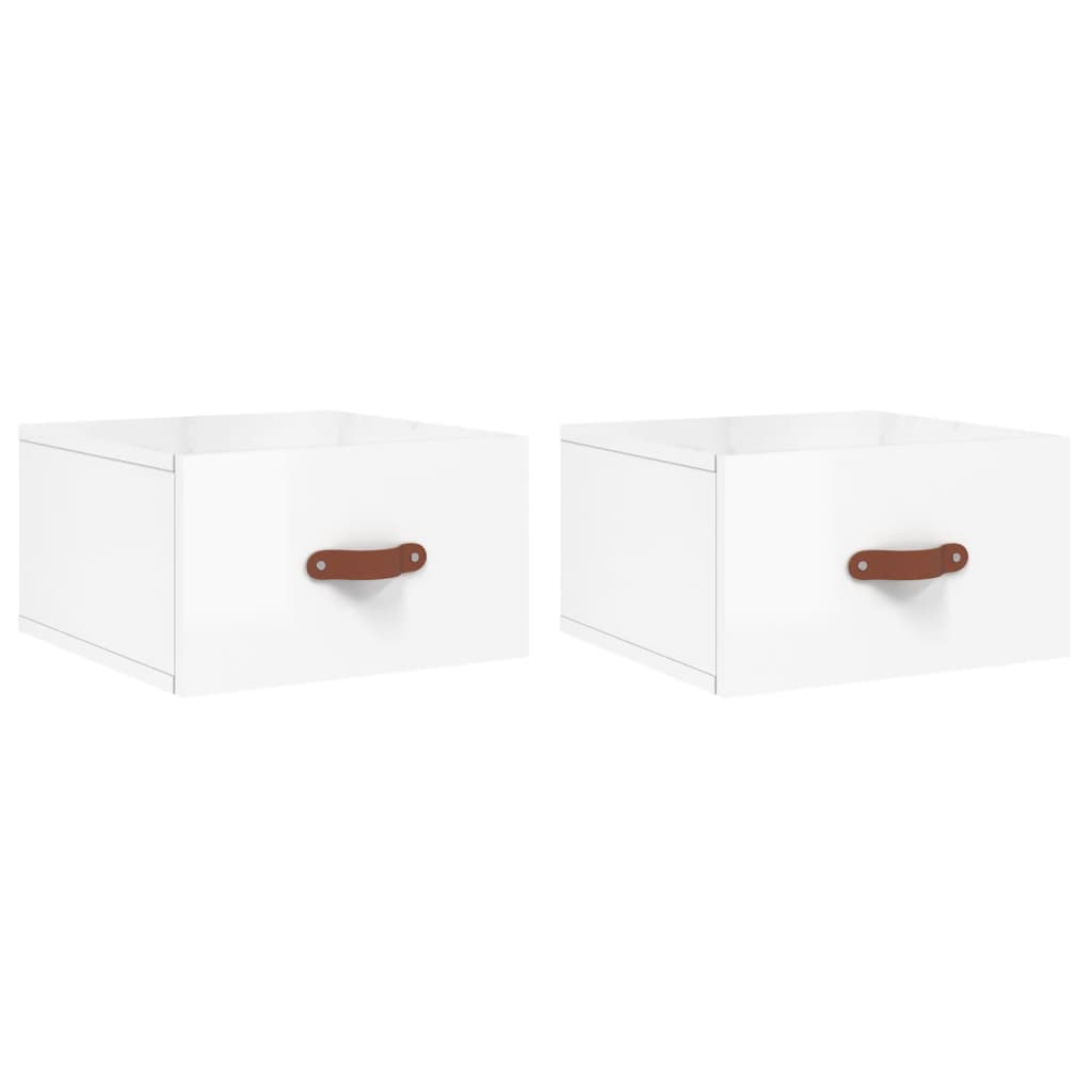 Vidaxl nachtkastjes 2 st wandgemonteerd 35x35x20 cm hoogglans wit