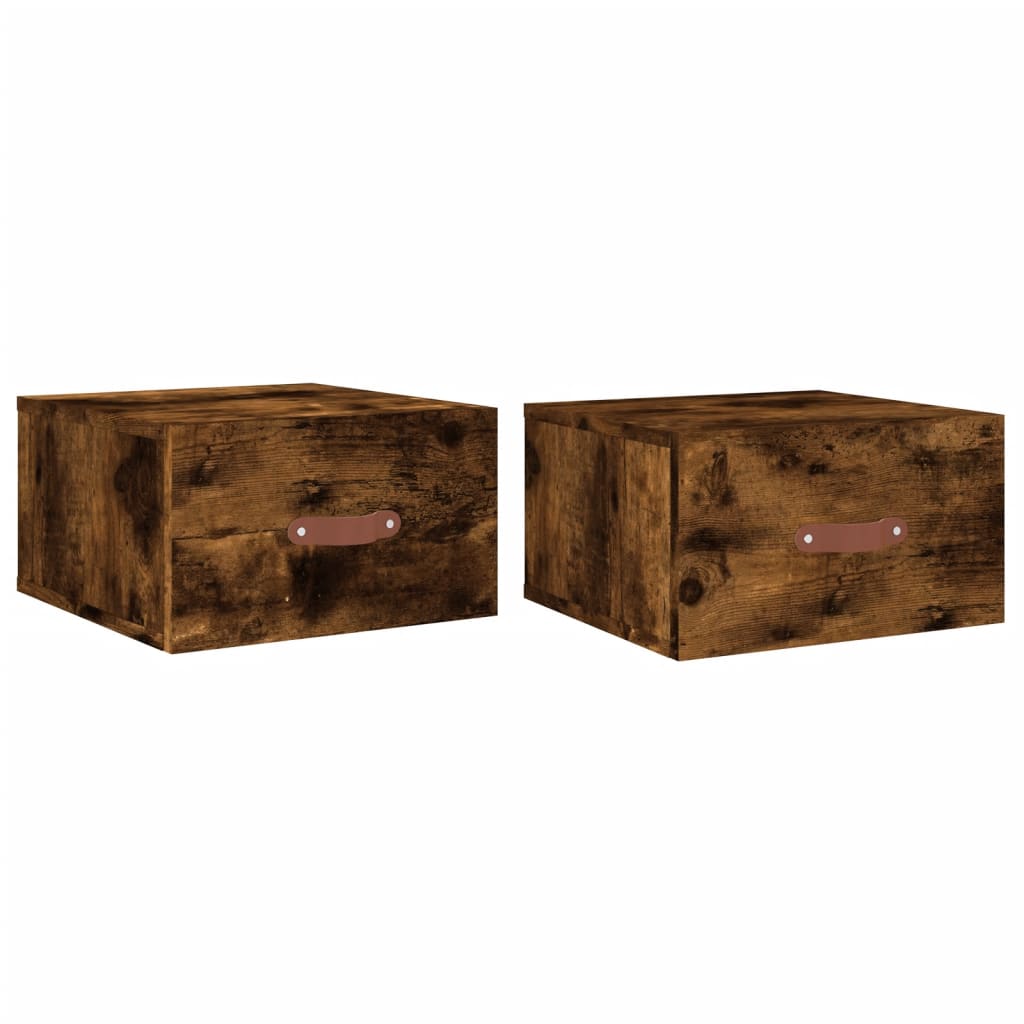 Vidaxl nachtkastjes 2 st wandgemonteerd 35x35x20 cm gerookt eikenkleur
