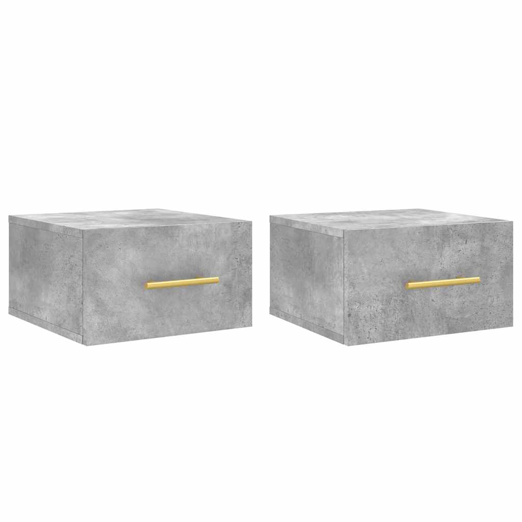 Vidaxl nachtkastjes 2 st wandgemonteerd 35x35x20 cm betongrijs