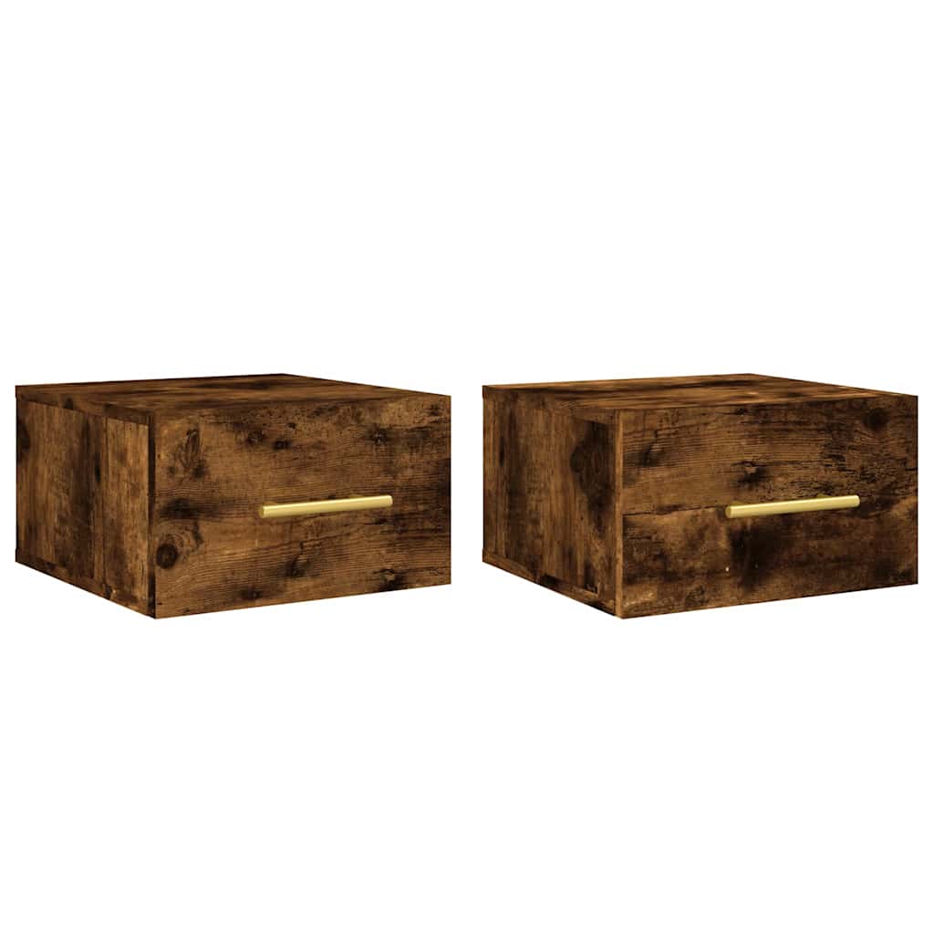 Vidaxl nachtkastjes 2 st wandgemonteerd 35x35x20 cm gerookt eikenkleur