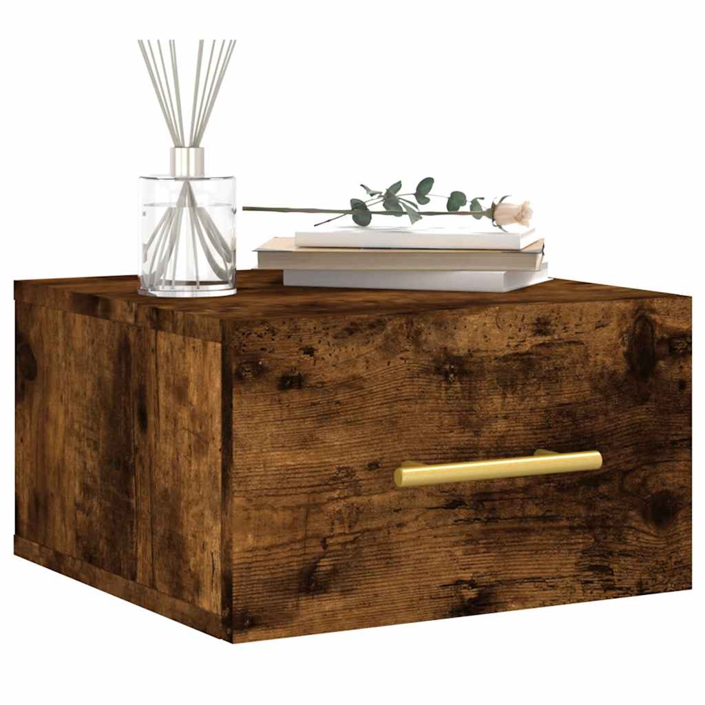 Vidaxl nachtkastjes 2 st wandgemonteerd 35x35x20 cm gerookt eikenkleur
