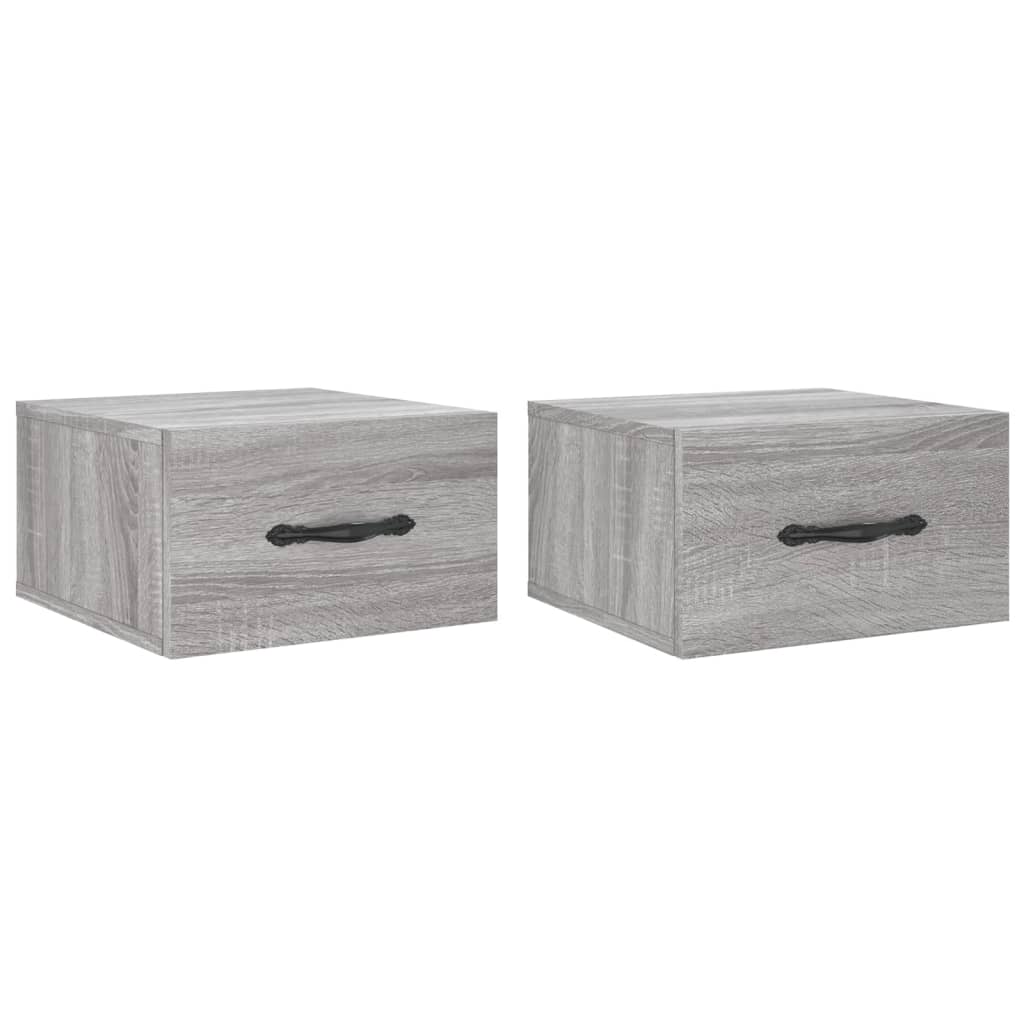 Vidaxl nachtkastjes 2 st wandgemonteerd 35x35x20 cm grijs sonoma eiken
