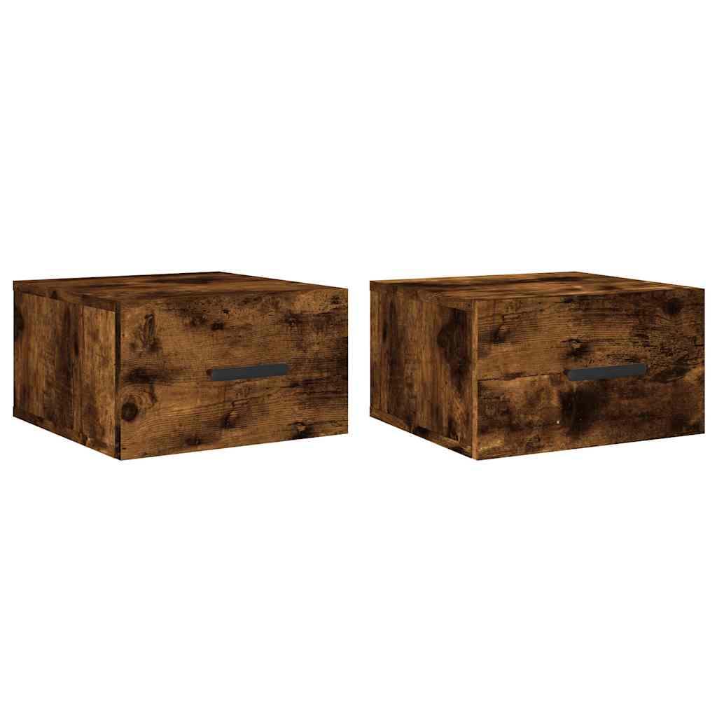 Vidaxl nachtkastjes 2 st wandgemonteerd 35x35x20 cm gerookt eikenkleur