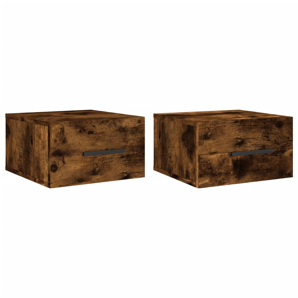Vidaxl nachtkastjes 2 st wandgemonteerd 35x35x20 cm gerookt eikenkleur
