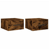 Vidaxl nachtkastjes 2 st wandgemonteerd 35x35x20 cm gerookt eikenkleur