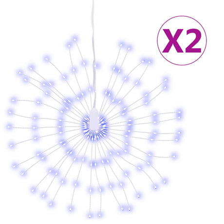 VidaXL Weihnachtsbeleuchtung Feuerwerk 2 Stk. 140 blaue LEDs 17 cm