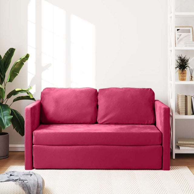 Vidaxl slaapbank vloermodel 2-in-1 122x204x55 cm fluweel wijnrood