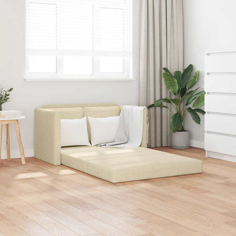 Vidaxl slaapbank vloermodel 2-in-1 112x174x55 cm stof crèmekleurig
