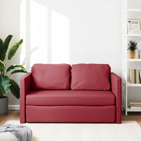 Vidaxl slaapbank vloermodel 2-in-1 112x174x55 cm kunstleer wijnrood