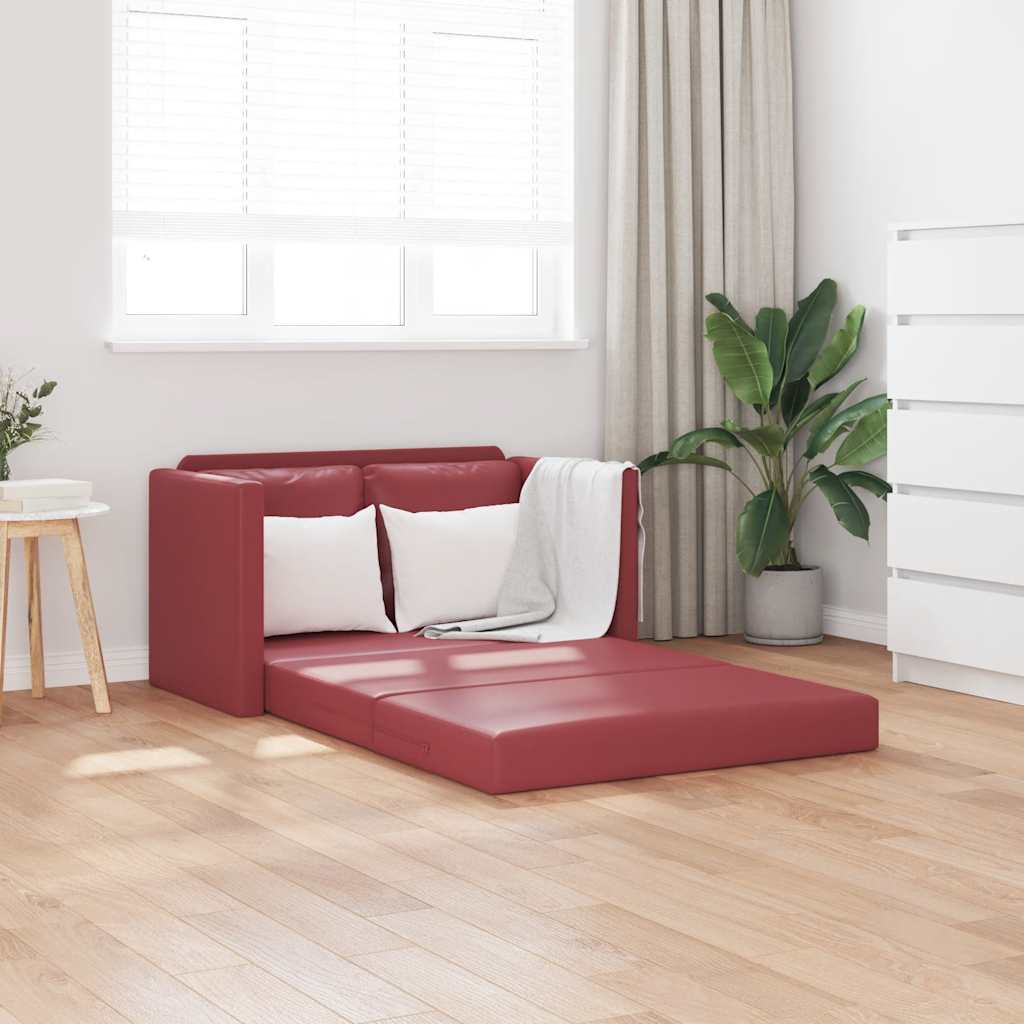 Vidaxl slaapbank vloermodel 2-in-1 112x174x55 cm kunstleer wijnrood